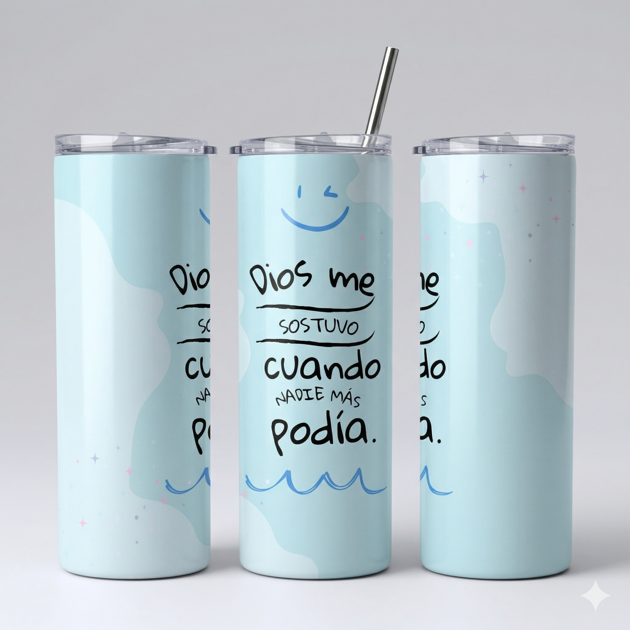 Tumbler 20oz Celeste - "Dios Me Sostuvo"