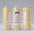 Tumbler 20oz Floral Coquette - "Jehová cumplirá su propósito" (Salmos 138:8)