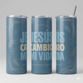 Tumbler 20oz Azul Mate - "Jesús Cambió Mi Vida"
