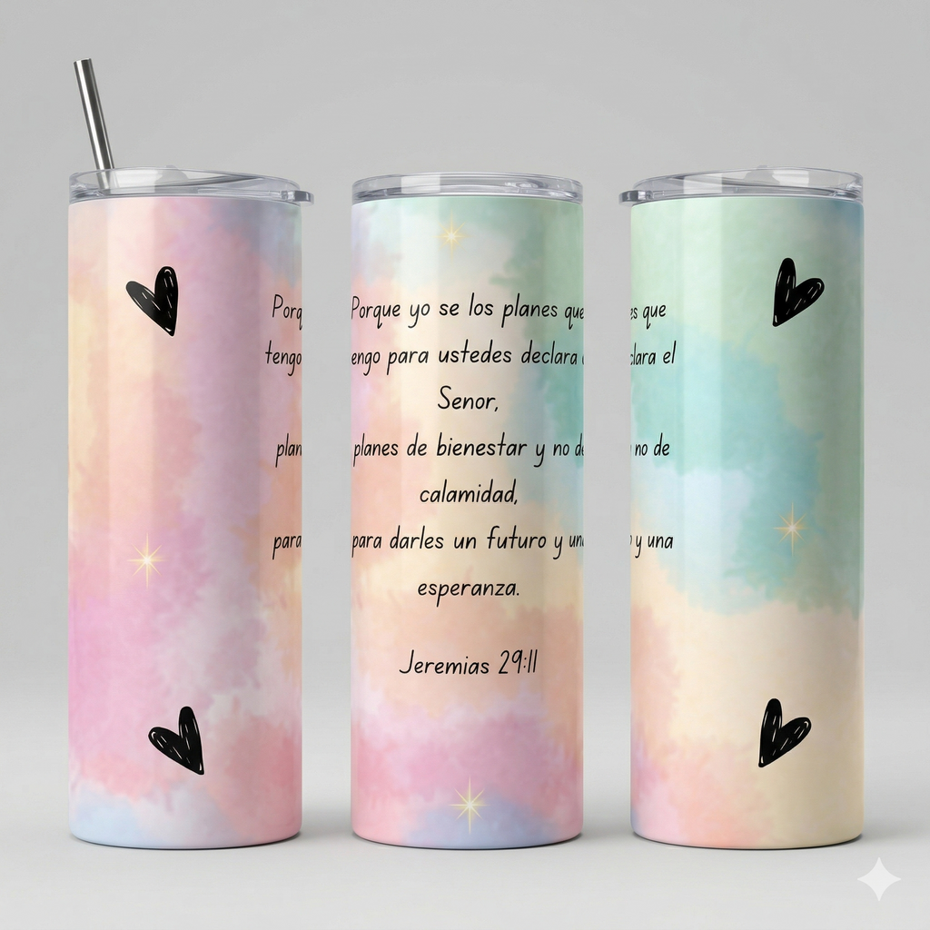 Tumbler Floral 20oz - "Fuerza y Honor" (Proverbios 31:25)
