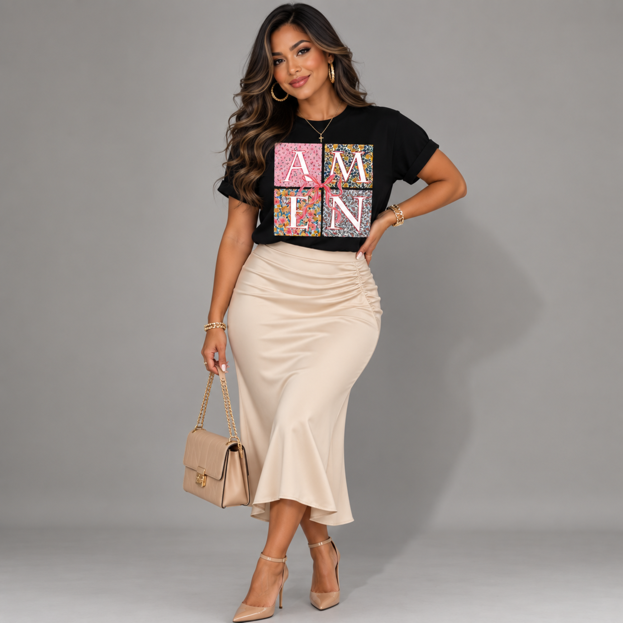 Amen Bow Coquette Christian Shirt – Faith-Inspired