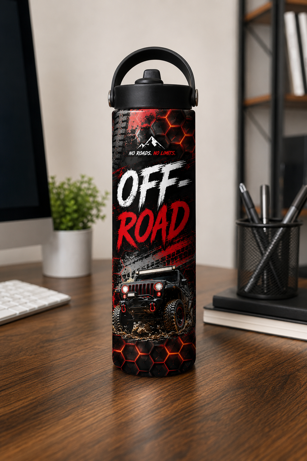 Off-Road Adventure 20 oz Skinny Tumbler | Jeep Trail Travel Mug | Rugged Gift for Off-Road Enthusiasts