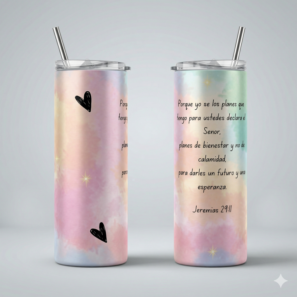 Tumbler Floral 20oz - "Fuerza y Honor" (Proverbios 31:25)