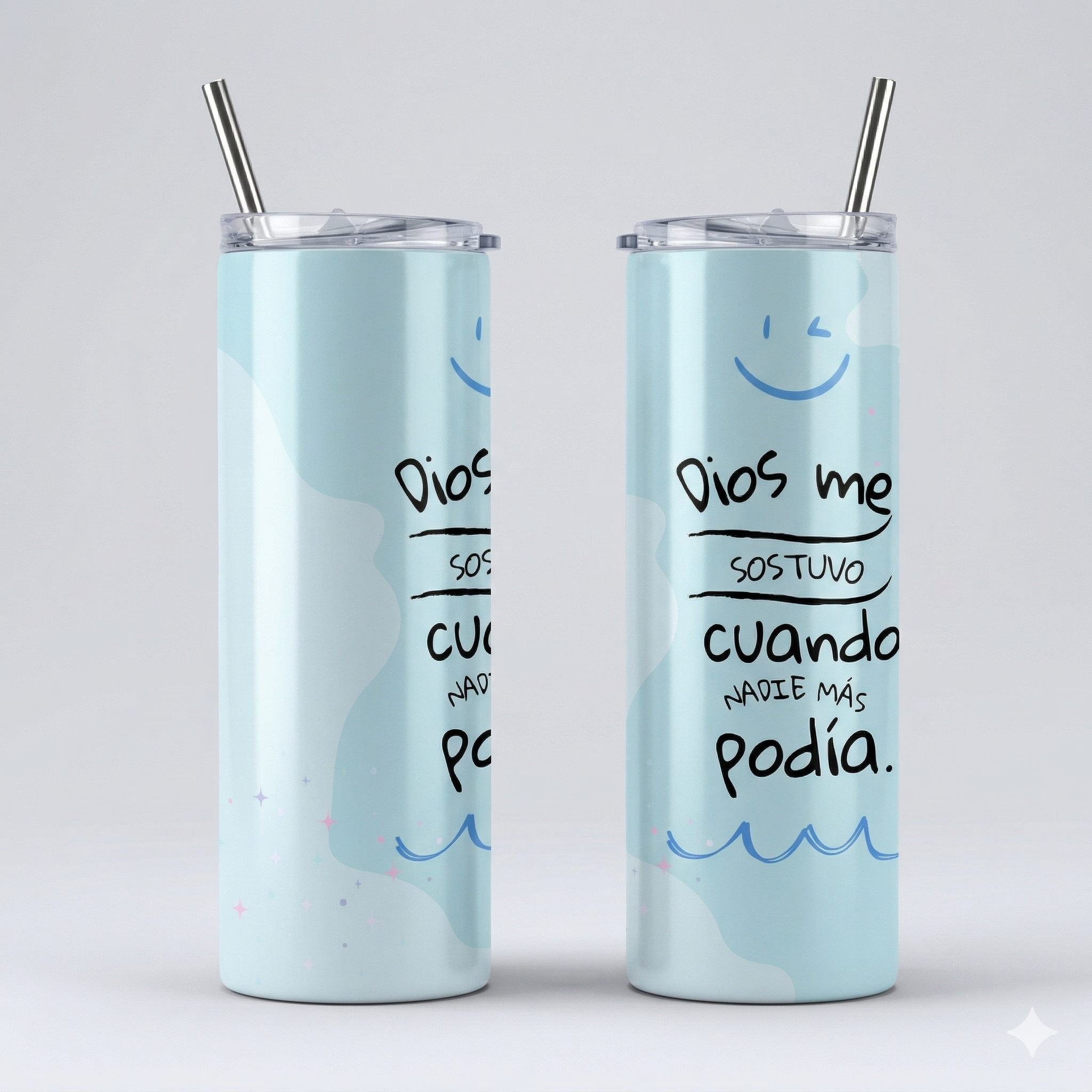 Tumbler 20oz Celeste - "Dios Me Sostuvo"