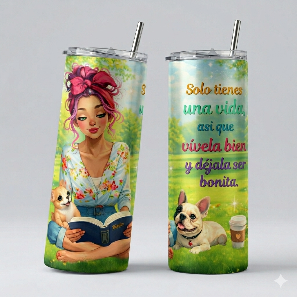 Tumbler 20oz - "Solo tienes una vida" Vívela Bien