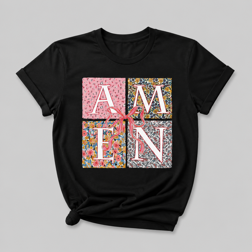 Amen Bow Coquette Christian Shirt – Faith-Inspired