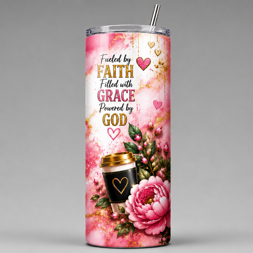 Faith Over Fear 20oz Skinny Tumbler | Christian Coffee Travel Mug | Bible Faith Gift for Women