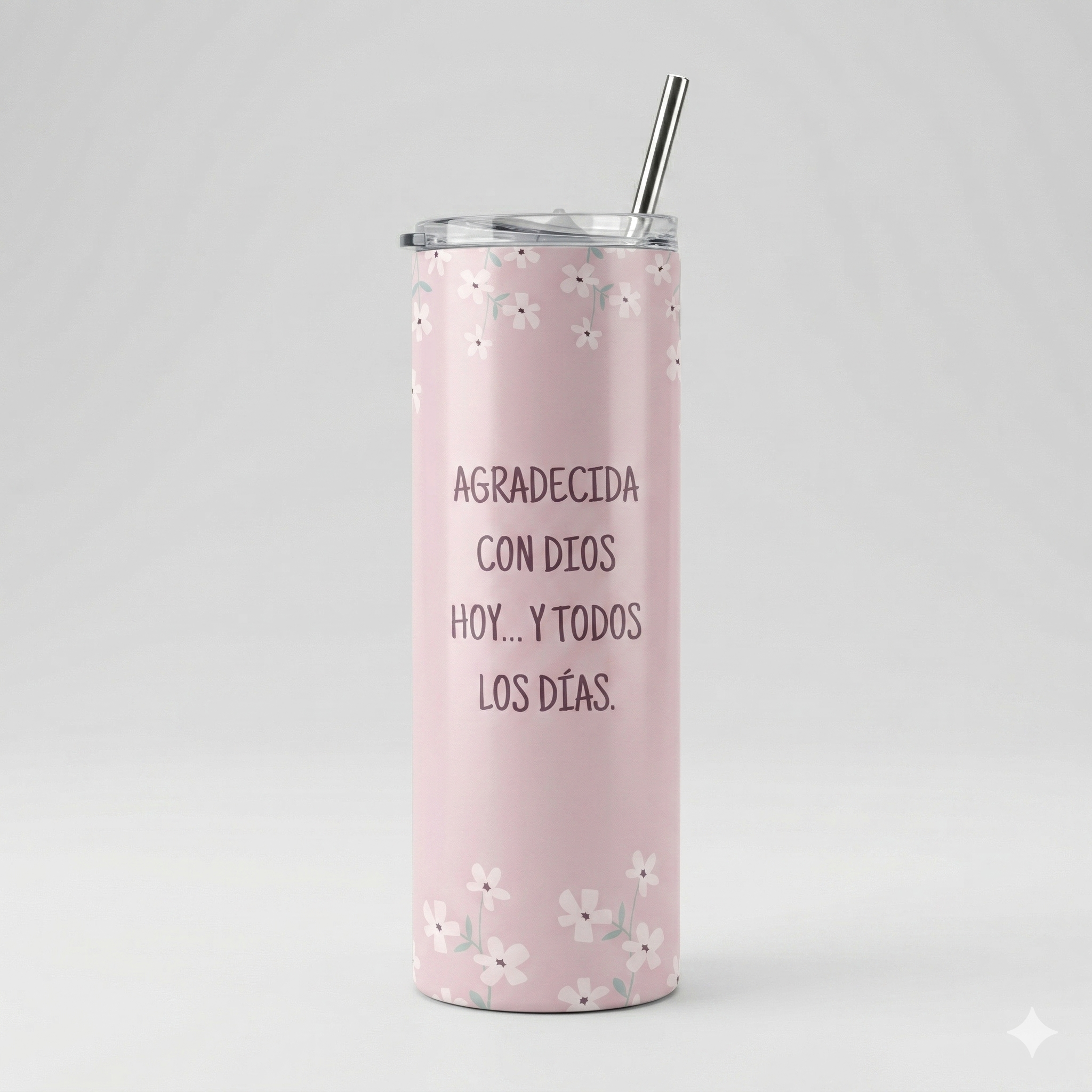 Tumbler Floral 20oz - "Agradecida con Dios"
