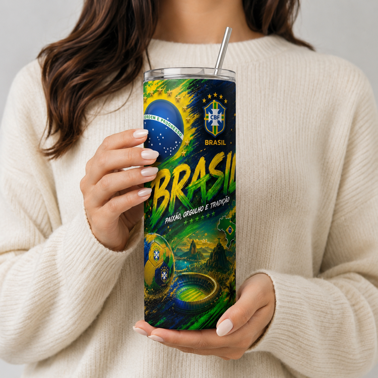 Tumbler 20oz “Brasil – Paixão, Orgulho e Tradição”