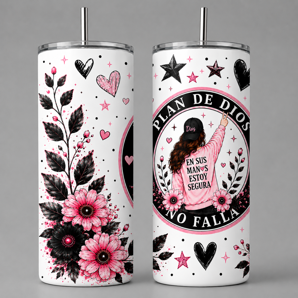 En Sus Manos Estoy Segura | Plan de Dios 20oz Skinny Tumbler | Christian Faith Gift