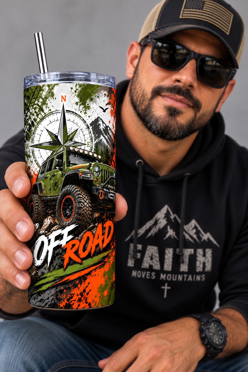 Off-Road Adventure 20 oz Skinny Tumbler – 4x4 Jeep-Inspired Travel Cup