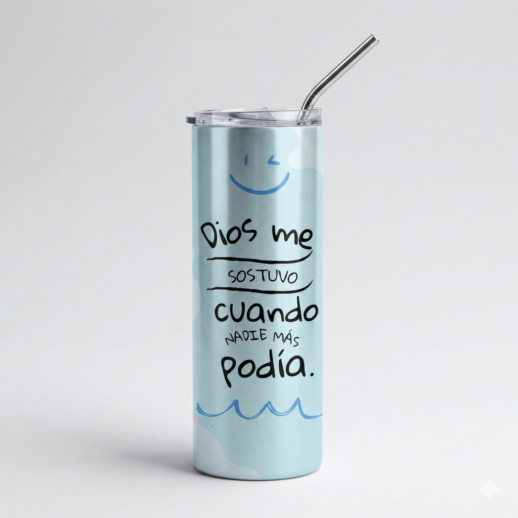 Tumbler 20oz Celeste - "Dios Me Sostuvo"