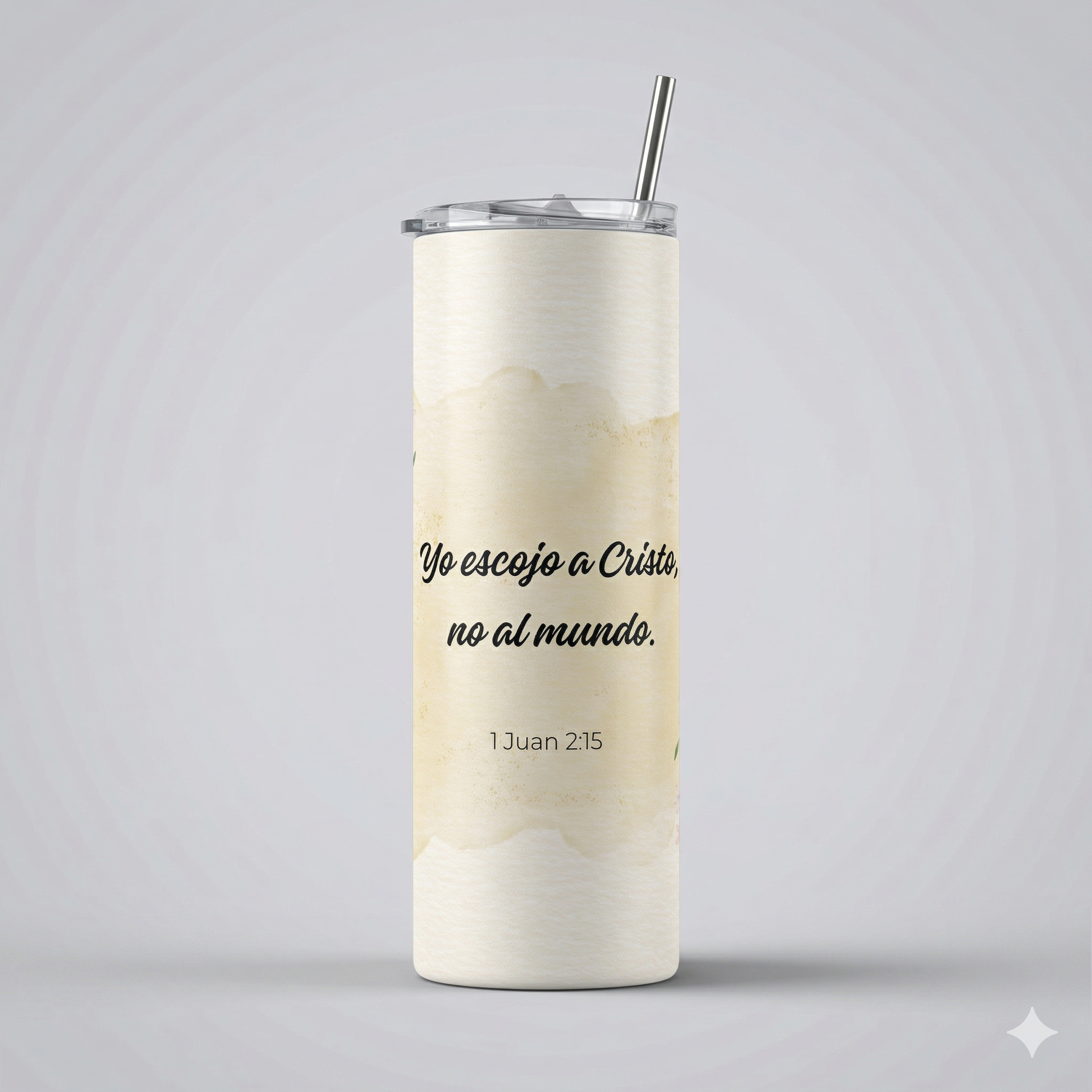 Tumbler Floral 20oz - "Yo escojo a Cristo" (1 Juan 2:15)