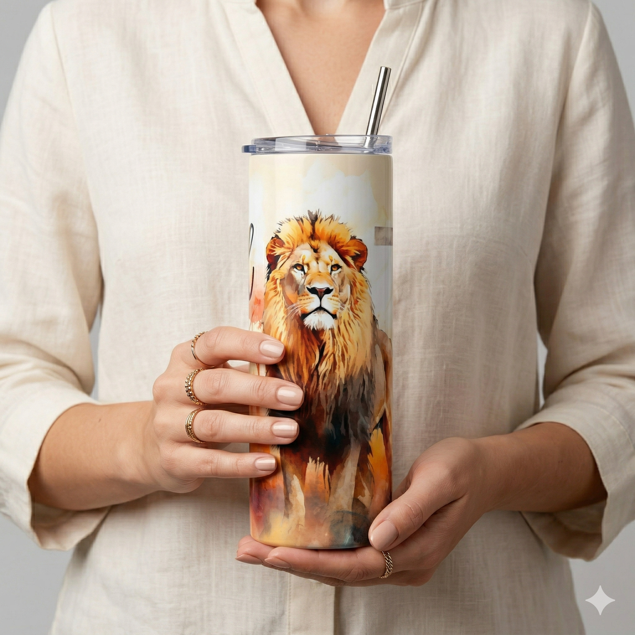 Tumbler 20oz Lion of Judah - "Be Still and Know" (Salmos 46:10)