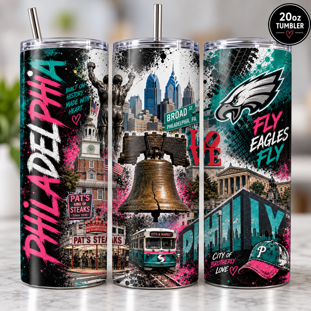 The Best of Philly Iconic 20 oz Tumbler – Philadelphia Pride & Famous Landmarks