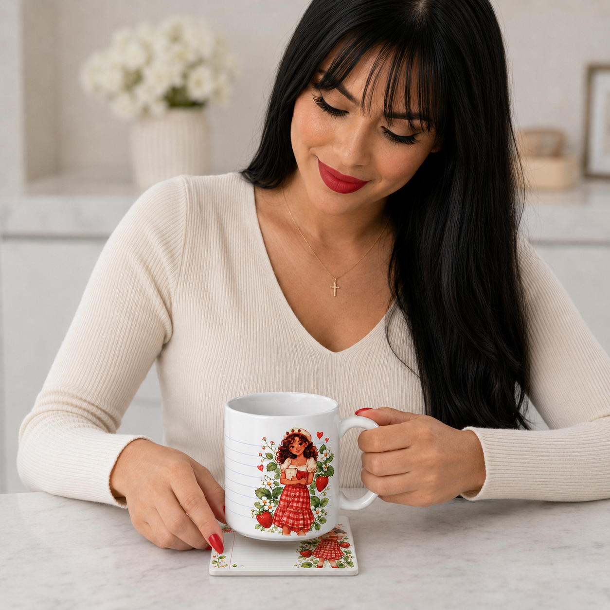 Dios Dice Que Soy Gift Set for Women | Christian Mug, Writing Coaster, Marker and Cleaning Cloth | Women’s Conference Gift