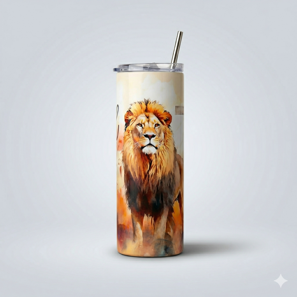 Tumbler 20oz Lion of Judah - "Be Still and Know" (Salmos 46:10)