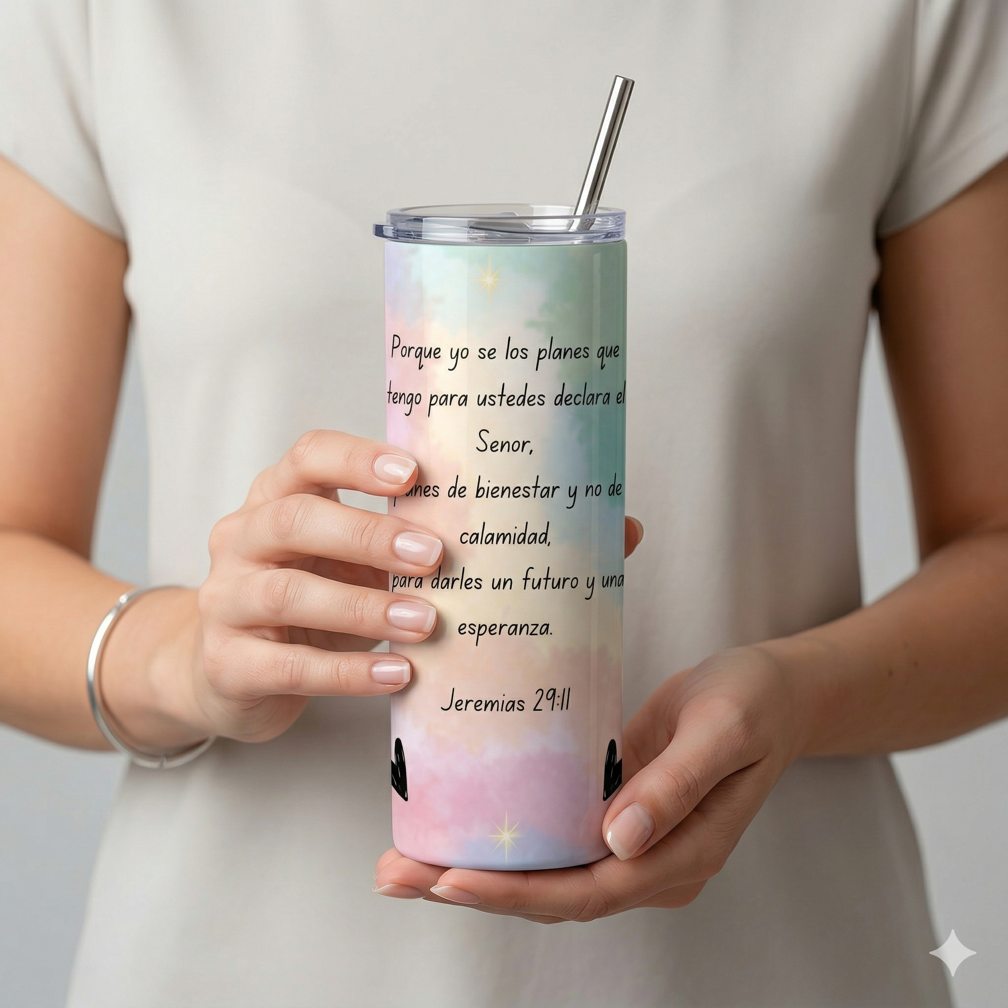 Tumbler Floral 20oz - "Fuerza y Honor" (Proverbios 31:25)