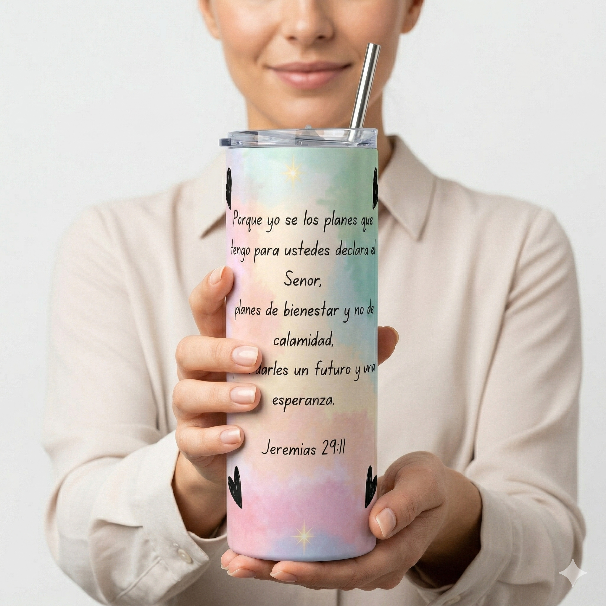 Tumbler Floral 20oz - "Fuerza y Honor" (Proverbios 31:25)
