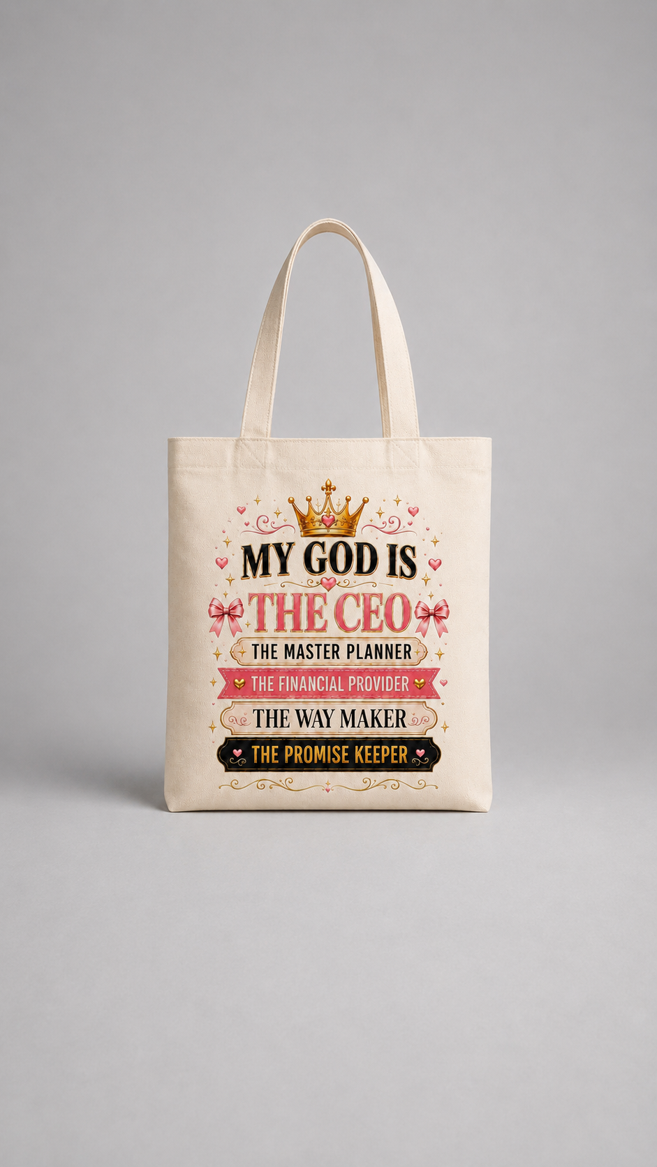 My God Is the CEO Christian Gift Bundle | Tote Bag, 11 oz Mug, Bookmark & Free Bible
