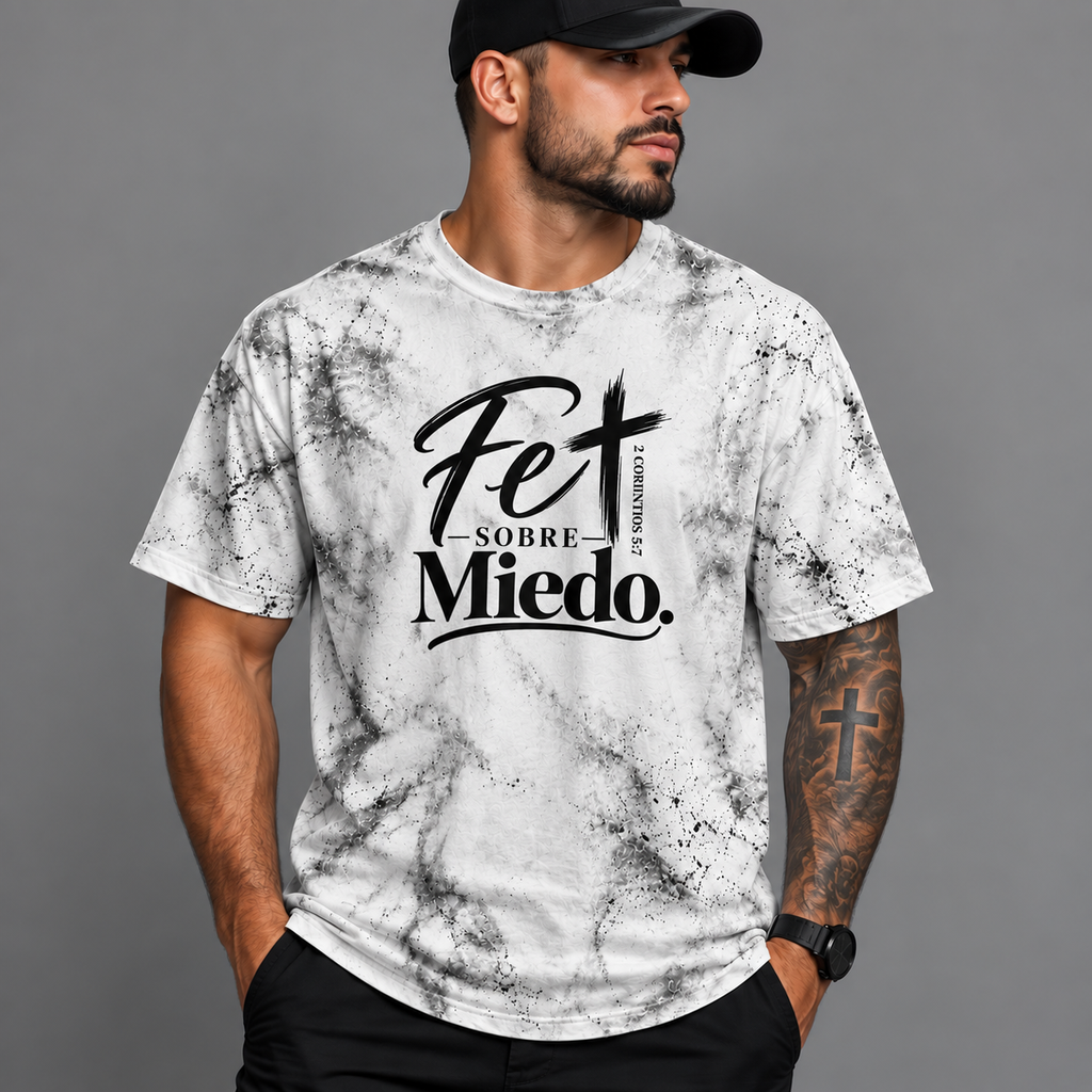 Fe Sobre Miedo Christian T-Shirt | 2 Corintios 5:7 | Unisex Faith Tee