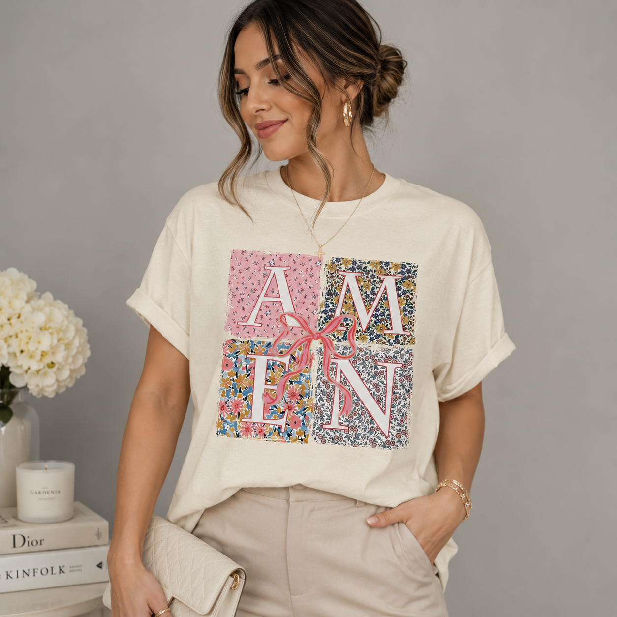 Amen Bow Coquette Christian Shirt – Faith-Inspired