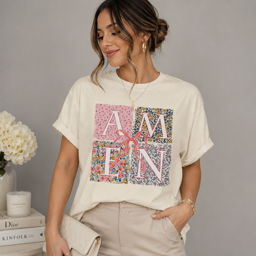 Amen Bow Coquette Christian Shirt – Faith-Inspired