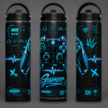 20 oz Gamer Neon Skinny Tumbler | Cyber Gaming Stainless Steel Water Bottle | Gift for Gamers