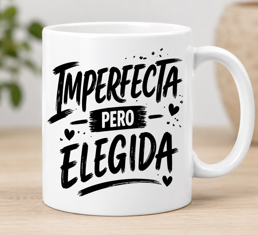Imperfecta Pero Escogida – 11oz Faith-Based Ceramic Mug | Christian Coffee Mug