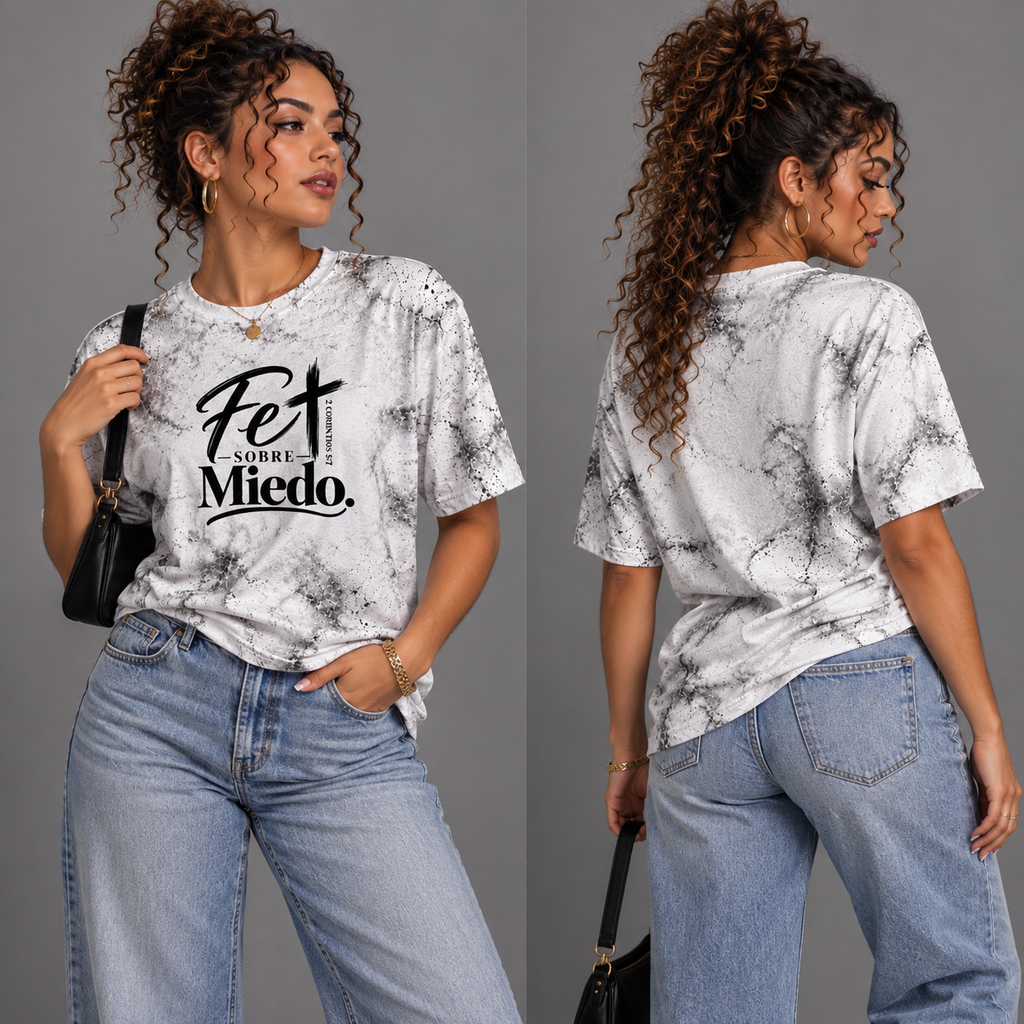 Fe Sobre Miedo Christian T-Shirt | 2 Corintios 5:7 | Unisex Faith Tee
