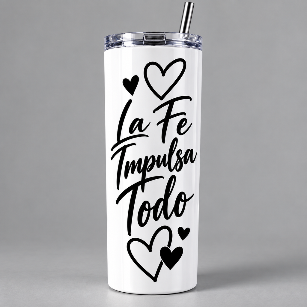 Faith Drives Everything 20 oz Tumbler | Christian Inspirational Skinny Tumbler