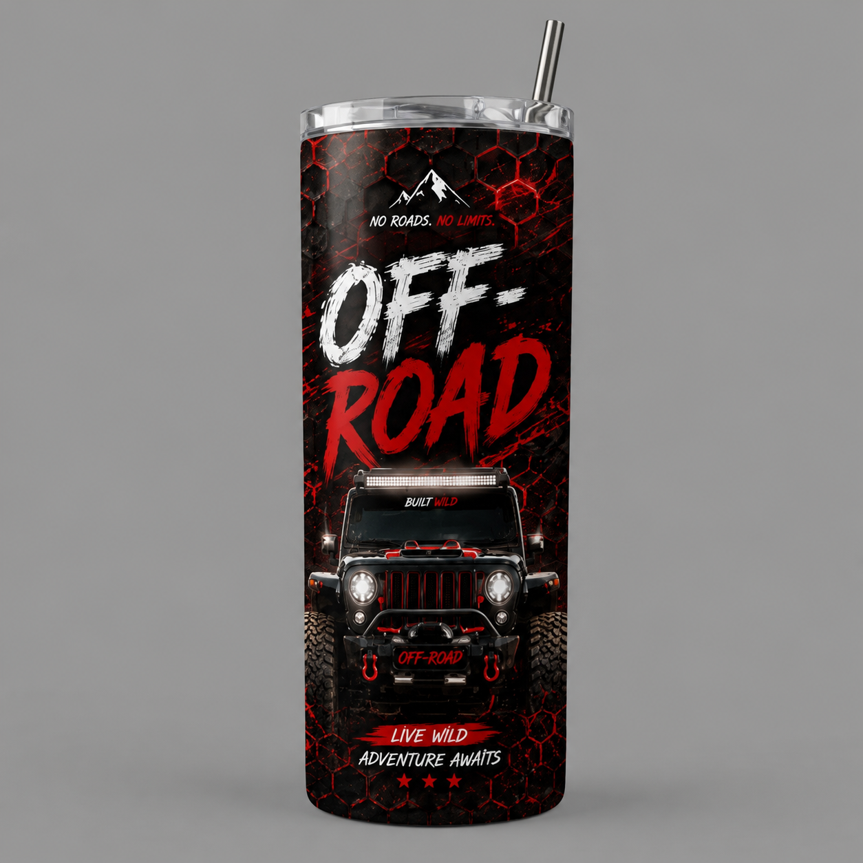 Off-Road Adventure 20 oz Skinny Tumbler | Jeep Trail Travel Mug | Rugged Gift for Off-Road Enthusiasts