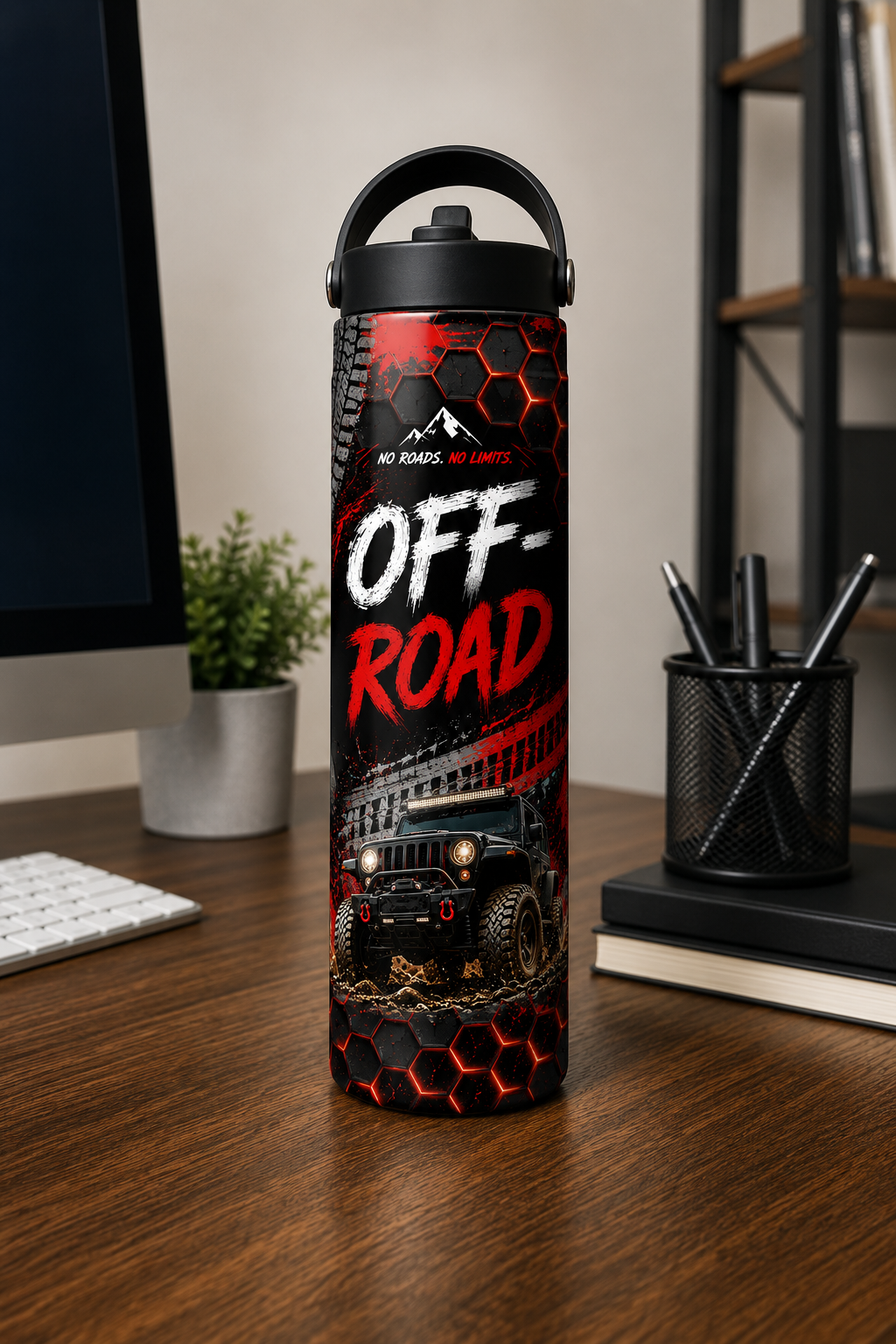 Off-Road Adventure 20 oz Skinny Tumbler | Jeep Trail Travel Mug | Rugged Gift for Off-Road Enthusiasts