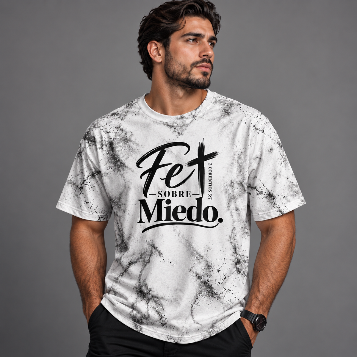 Fe Sobre Miedo Christian T-Shirt | 2 Corintios 5:7 | Unisex Faith Tee