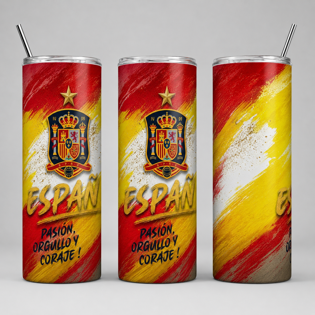 Tumbler 20oz - “España – Pasión, Orgullo y Coraje”