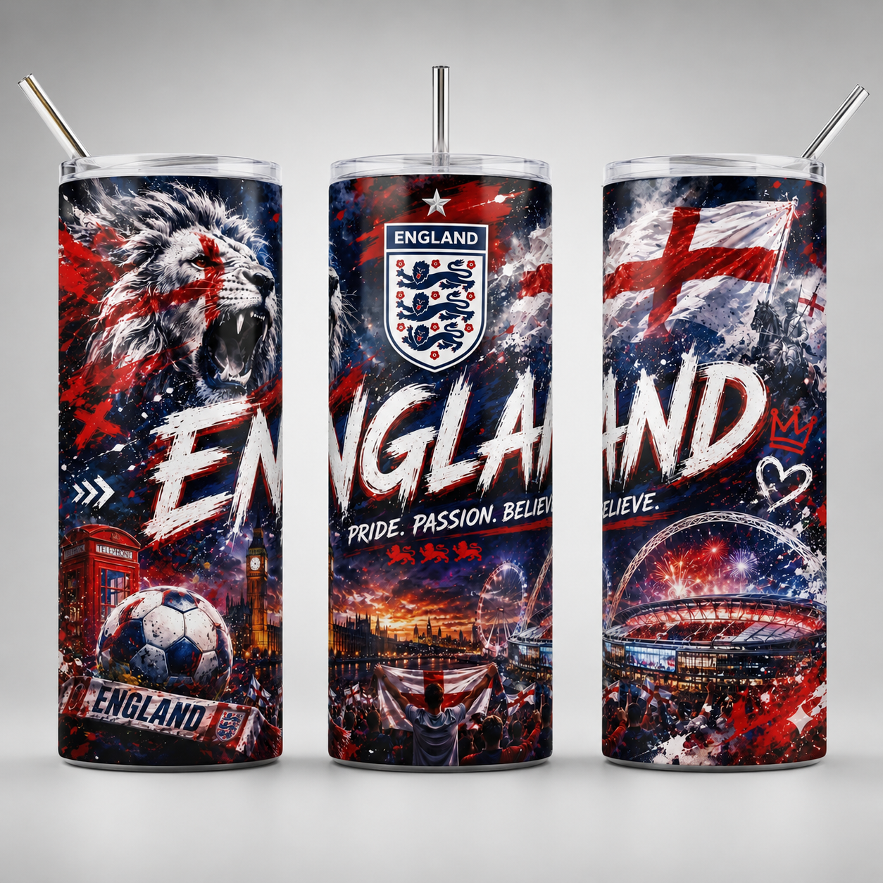 Tumbler 20oz - “England – Pride. Passion. Believe.”