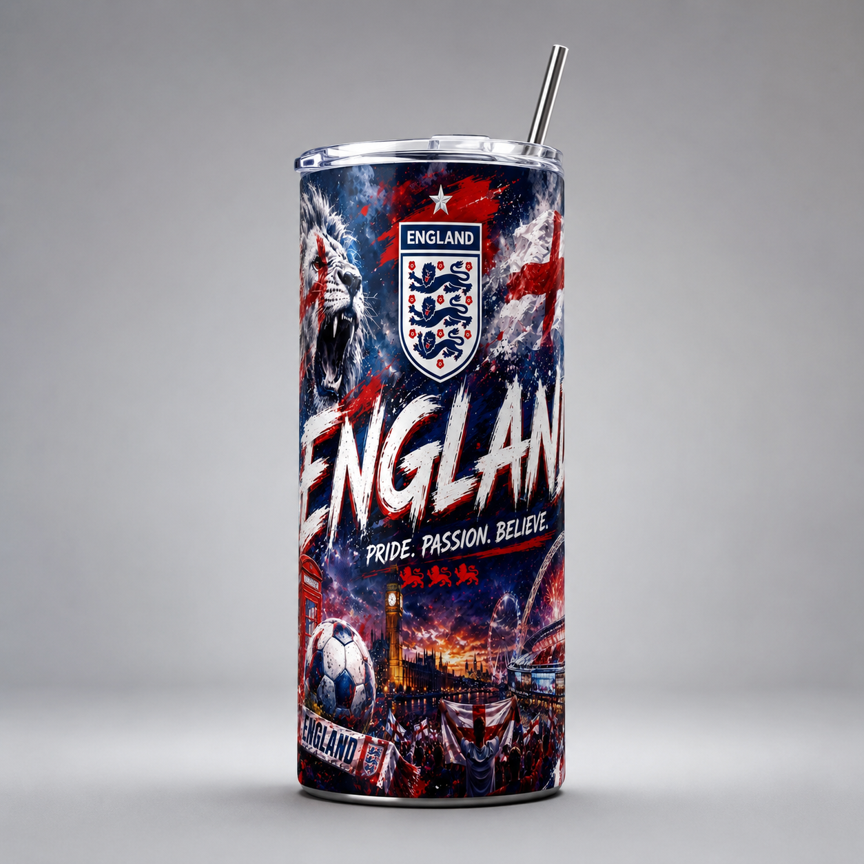 Tumbler 20oz - “England – Pride. Passion. Believe.”