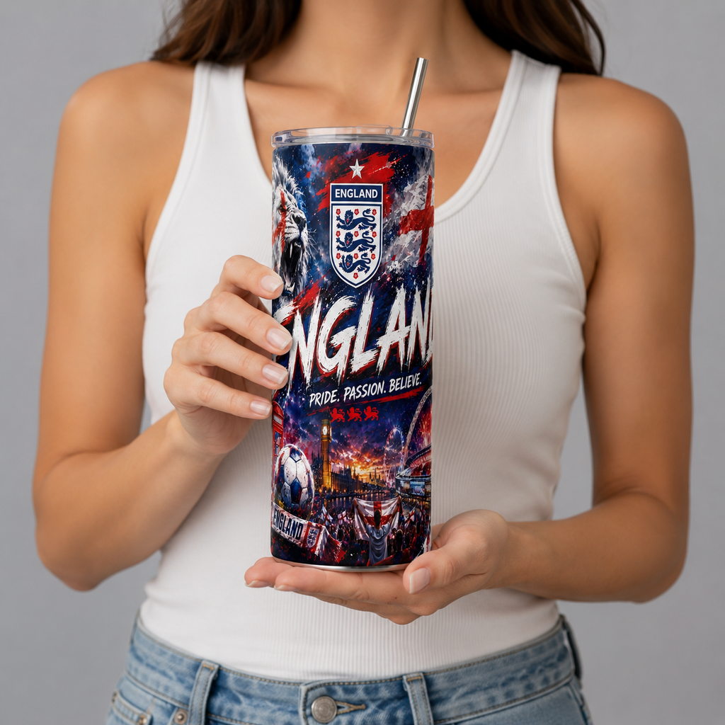 Tumbler 20oz - “England – Pride. Passion. Believe.”