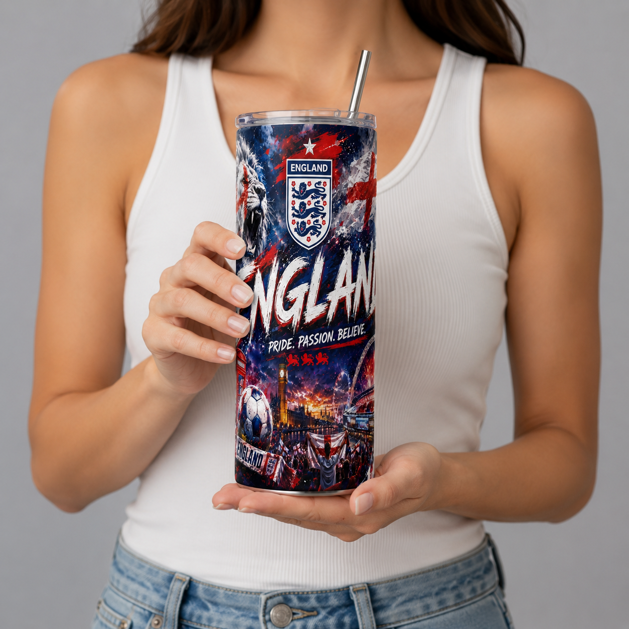 Tumbler 20oz - “England – Pride. Passion. Believe.”