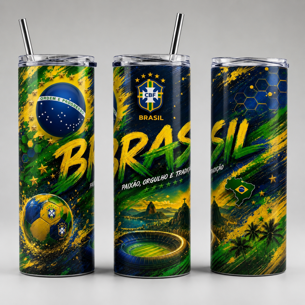 Tumbler 20oz “Brasil – Paixão, Orgulho e Tradição”