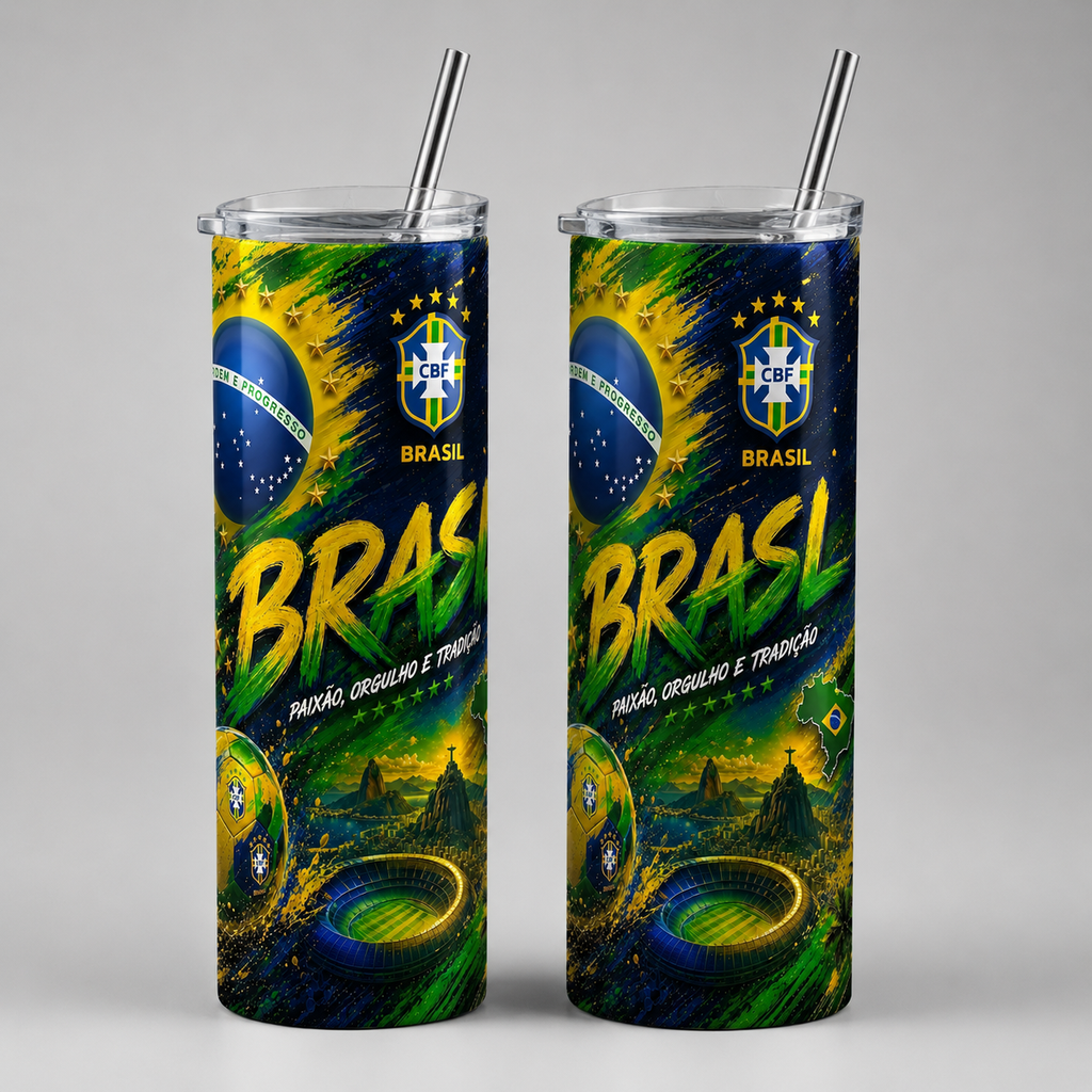 Tumbler 20oz “Brasil – Paixão, Orgulho e Tradição”