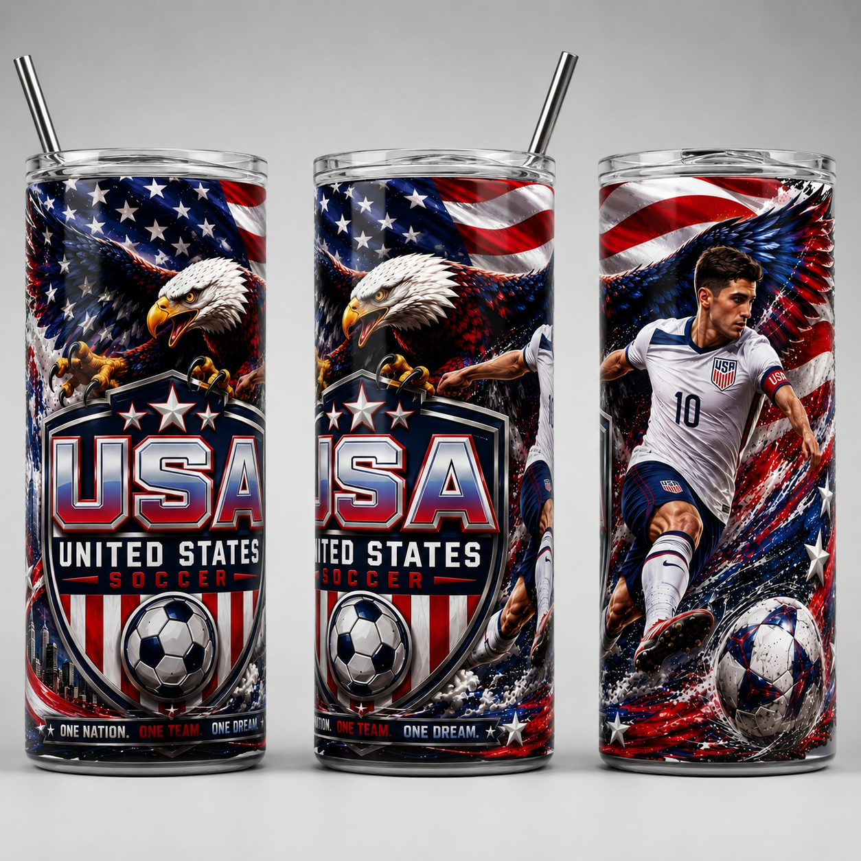 Tumbler 20oz - “USA Soccer – One Nation, One Team, One Dream” v2