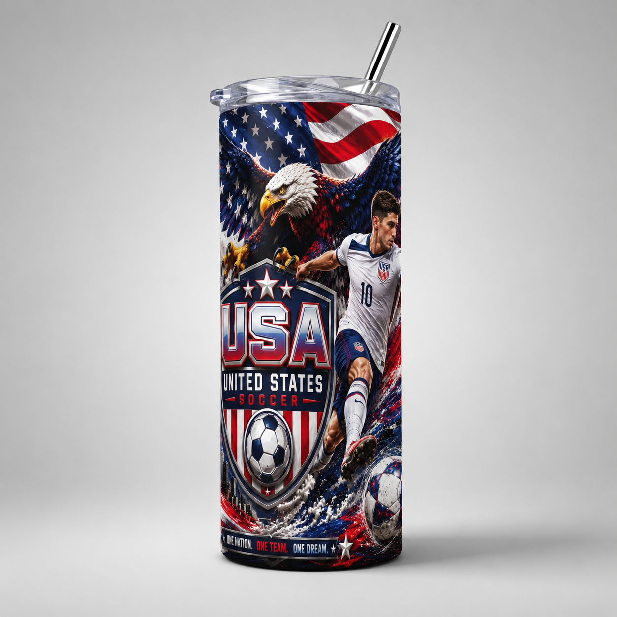 Tumbler 20oz - “USA Soccer – One Nation, One Team, One Dream” v2