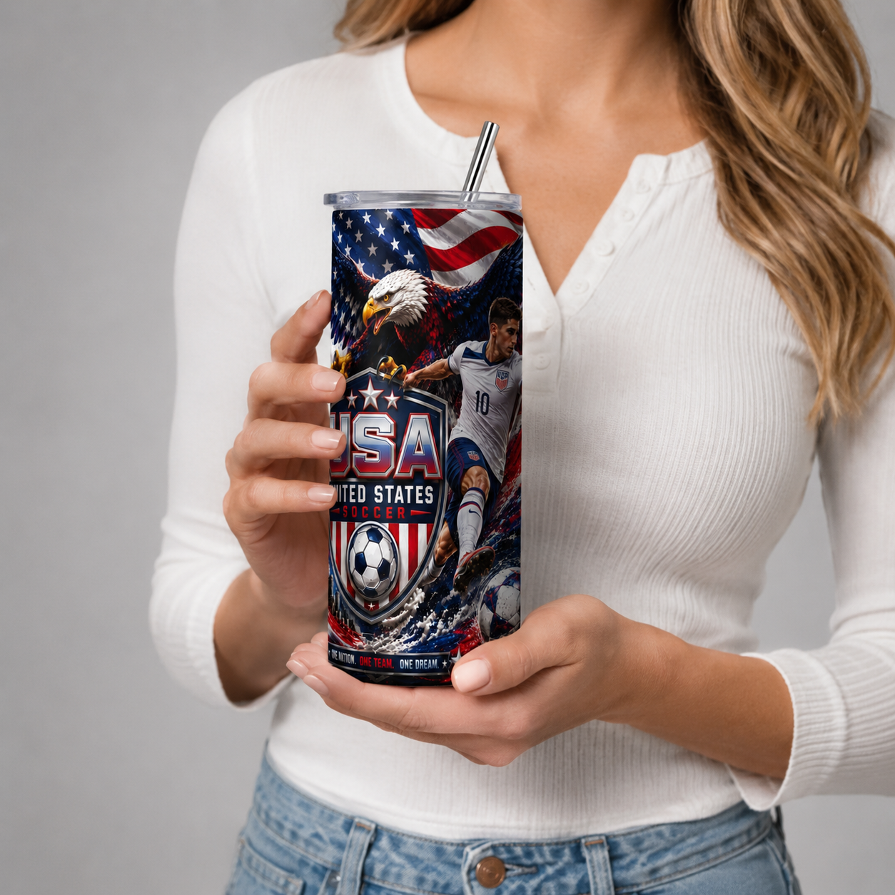 Tumbler 20oz - “USA Soccer – One Nation, One Team, One Dream” v2