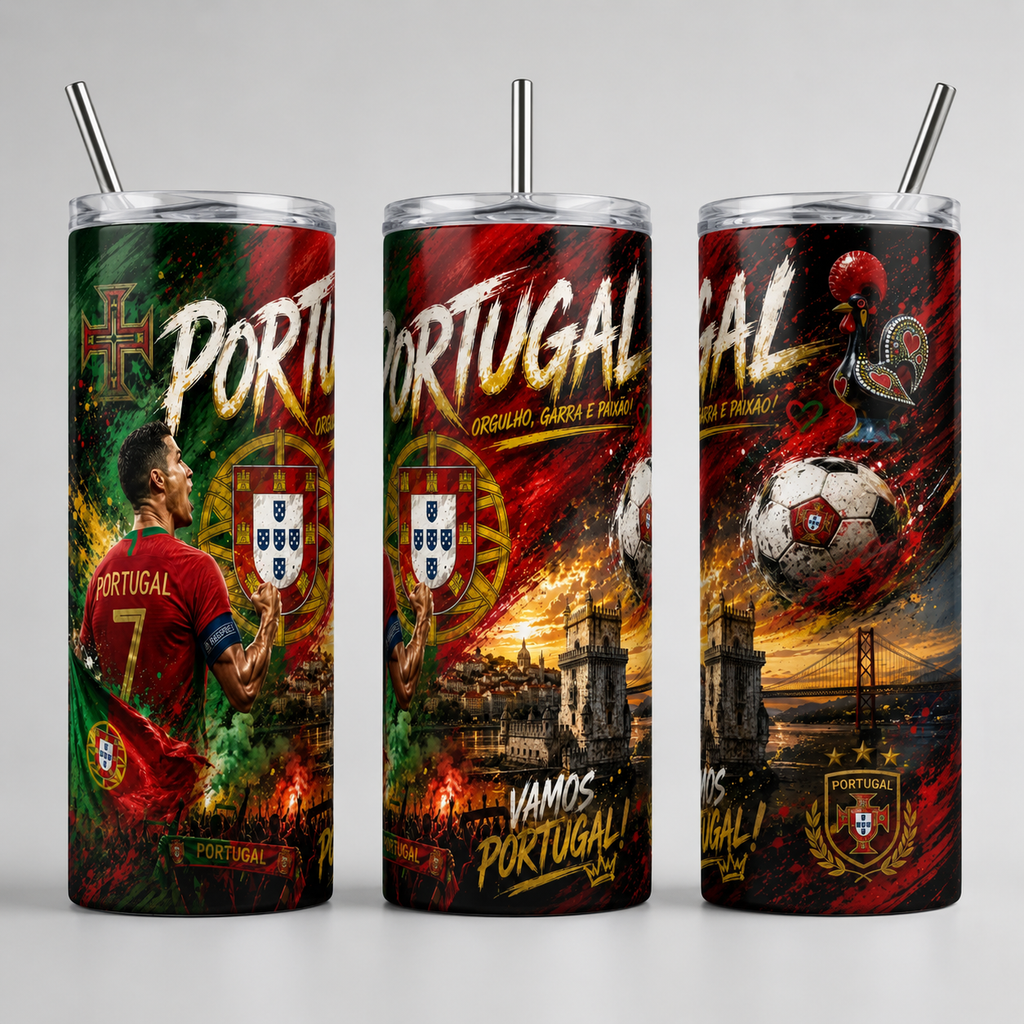 Tumbler 20oz - “Portugal – Orgulho, Garra e Paixão” v1