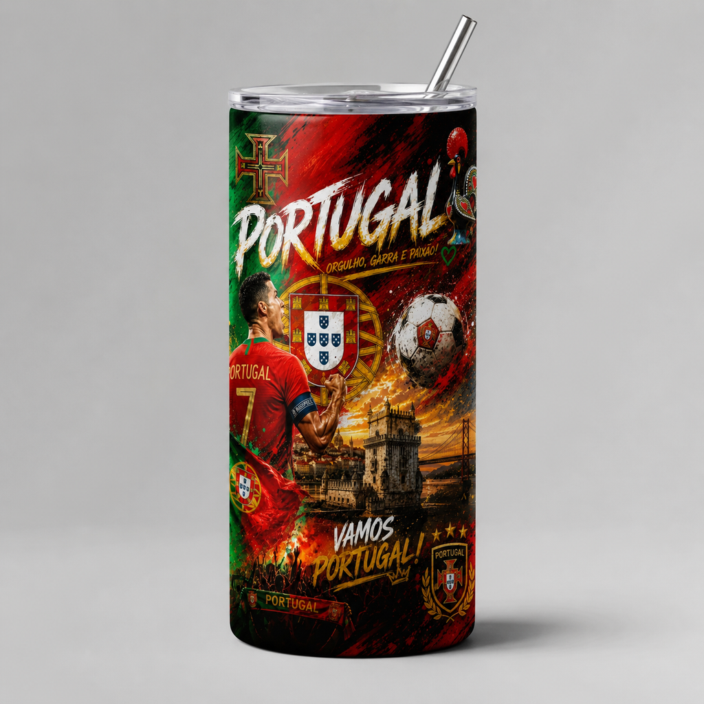 Tumbler 20oz - “Portugal – Orgulho, Garra e Paixão” v1