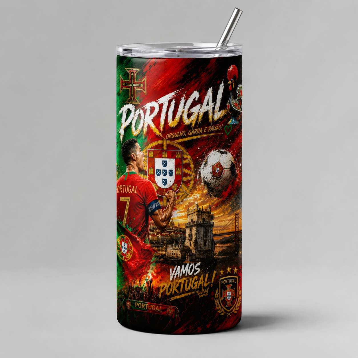 Tumbler 20oz - “Portugal – Orgulho, Garra e Paixão” v1